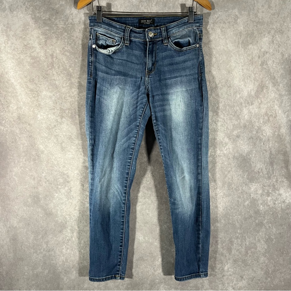 Judy Blue Jeans Women 7/28 Blue Pull On Skinny Stretch Denim Elastic Waist Pants